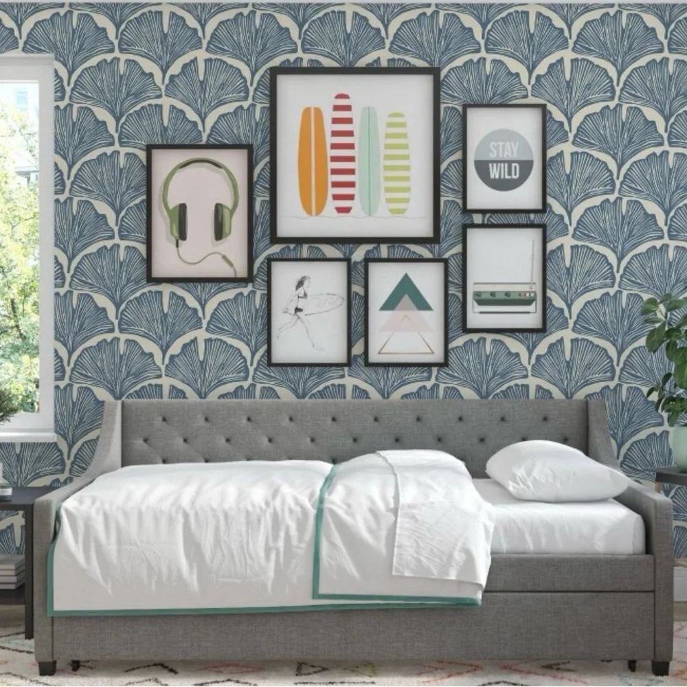 Peel and Stick Coastal Tempaper Blue Botanical Wallpaper 4 rolls
